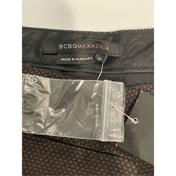 BCBG Textured Wide Leg Black Chocolate Brown Pants 10 NEW work tailored dress - Picture 8 of 8